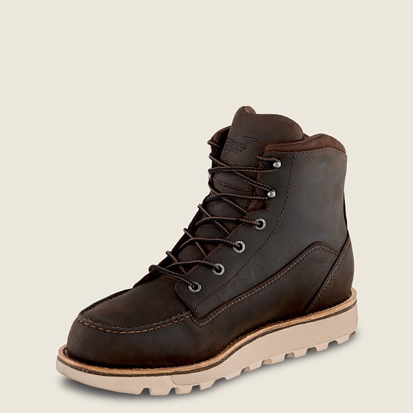 Mens Red Wing Traction Tred Lite - 6-inch Waterproof Soft Toe - Work Boots Dark Brown - WYV986034